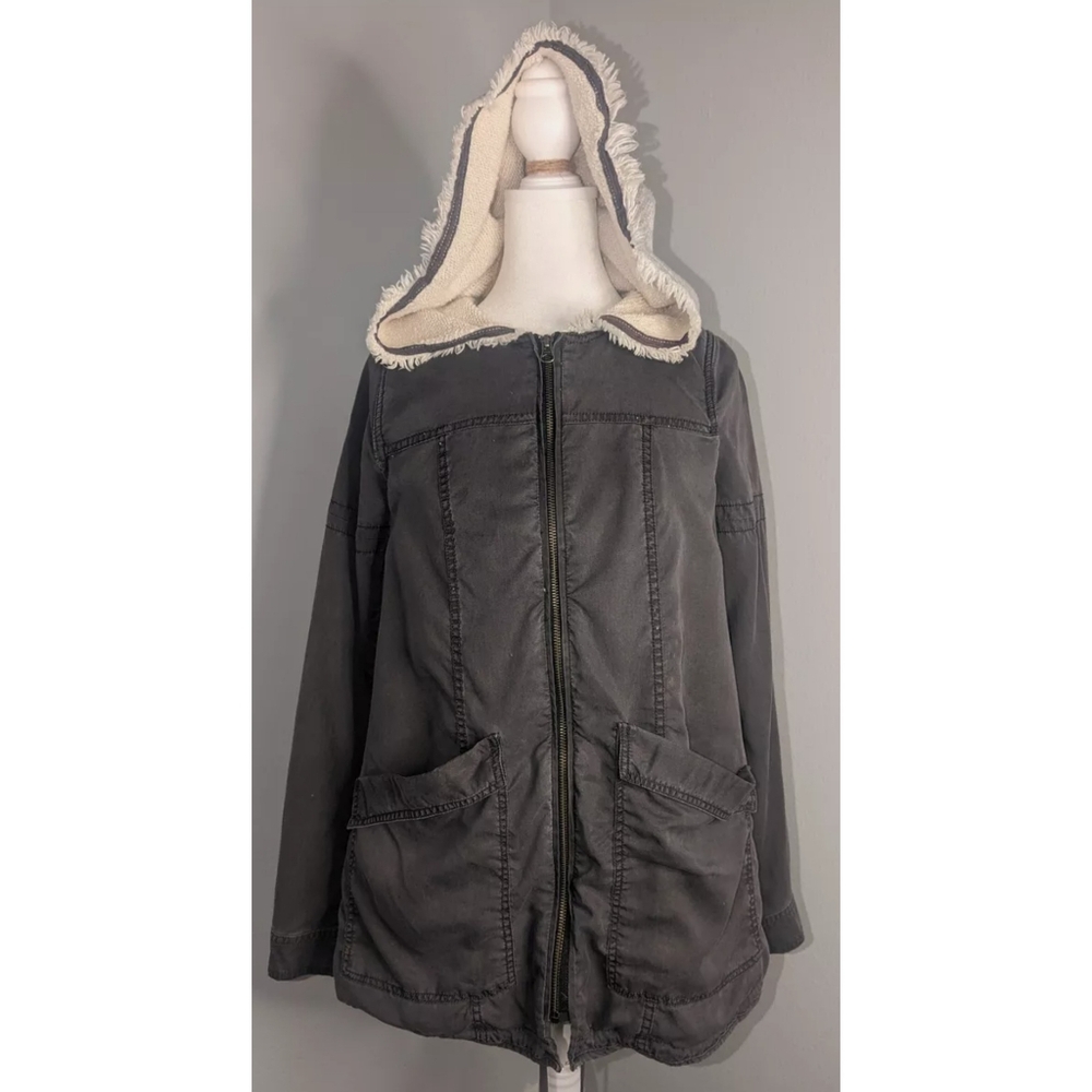 Free People Oversized Utility Jacket In Gray, Size Small